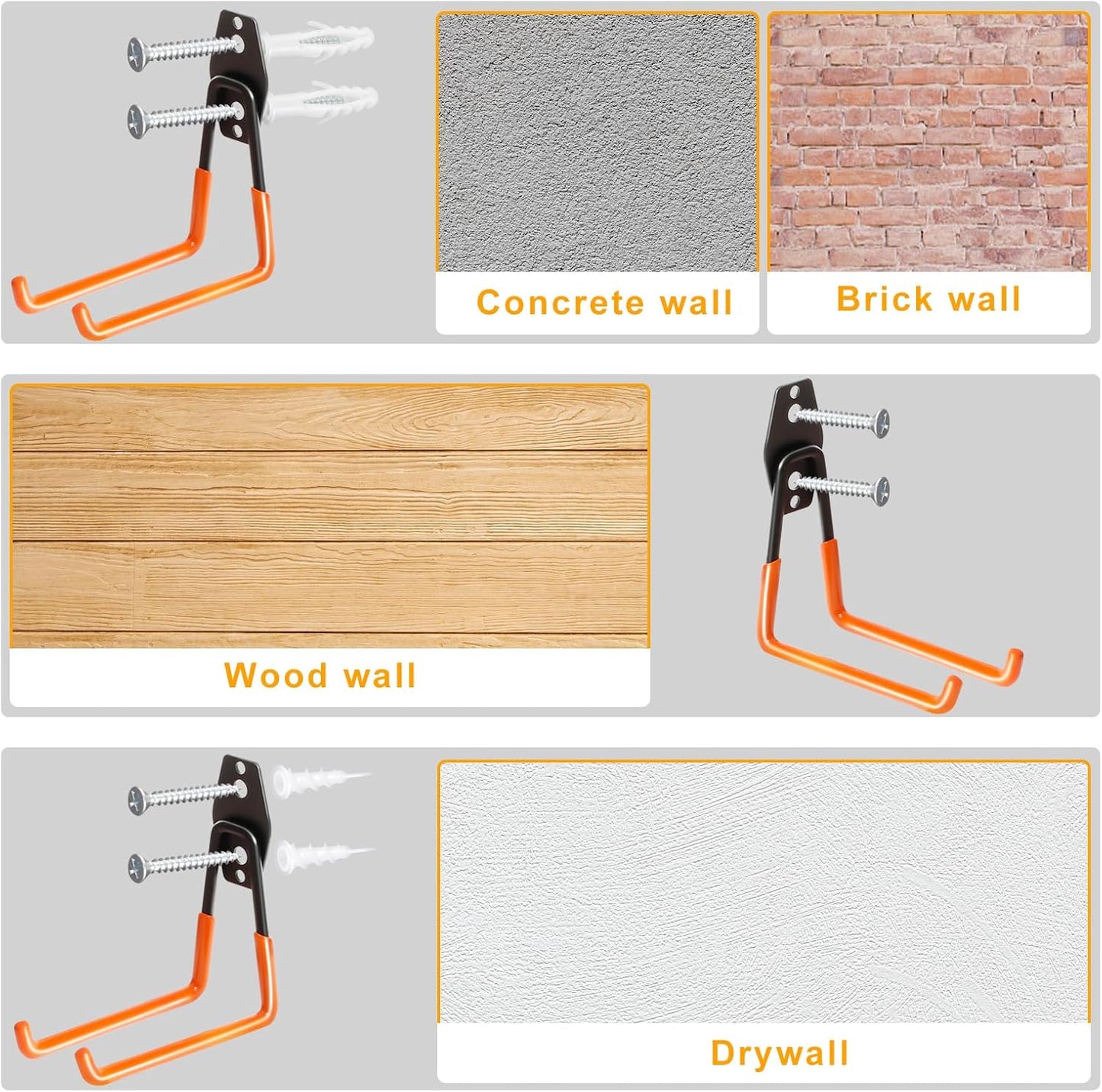 KURUI Heavy Duty Wall Hook - Versatile Tool & Garden Hose Holder | 2 Pack Metal Storage Hangers
