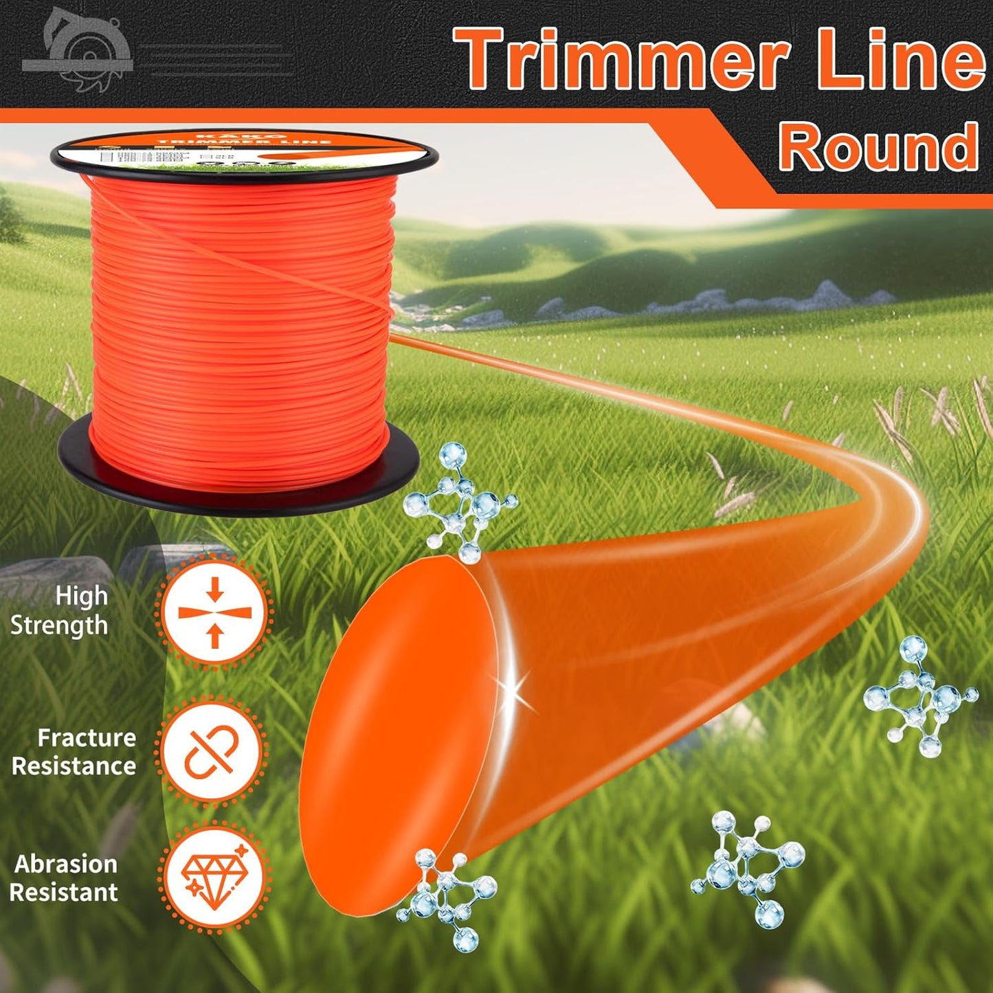 KAKO 065 Trimmer Line - Commercial Grade Round Weed Eater String | 0.065 Inch, 3000ft, 5lb