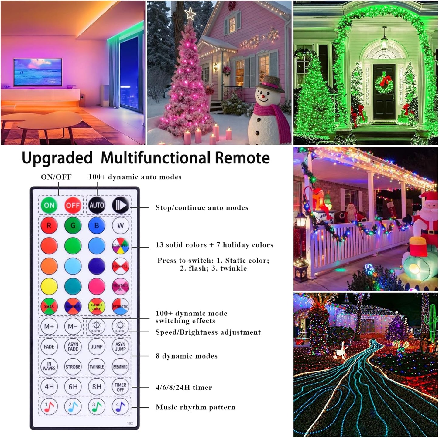 Skiennix 66ft LED Rope Lights - Waterproof Outdoor String Lights with Remote & APP Control | 16 Million Colors, Music Sync