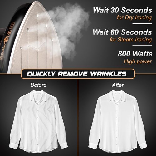 EcoNour Mini Travel Iron & Steamer - Compact Design with Temperature Control & Non-Stick Soleplate