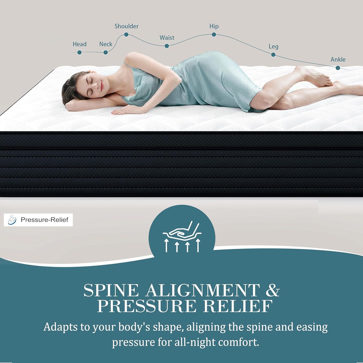 Sleepmax Queen Mattress - 12 Inch Extra Firm Hybrid for Deep Sleep & Pressure Relief | Cooling Bed in a Box, CertiPUR-US Certified, 365-Night Trial
