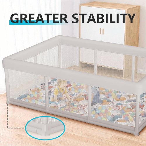 Baby Playpen - Large 74"x50" Indoor & Outdoor Play Yard with Zipper Gates and Breathable Mesh