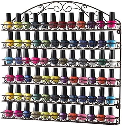 HOME IT Nail Polish Rack - Wall Mounted Organizer Holds 102 Bottles - Durable Bronze Metal Frame 20x24 Inch