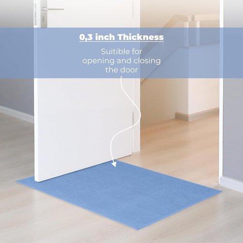 Cotton Paradise Non-Slip Bath Mat - 100% Cotton, Soft & Absorbent, Quick Dry, 20x34 Inch, Sky Blue