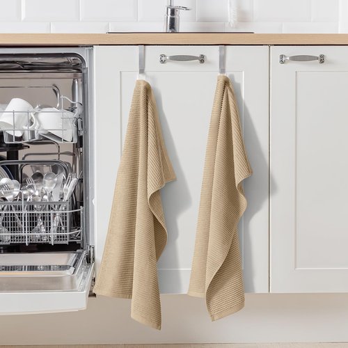 Homaxy Premium Kitchen Towels (18"x 28", 8 Pack), Large 100% Cotton Kitchen Hand Towels, Ultra Absorbent Ribbed Terry Tea Towels Set with Hanging Loop, Khaki
