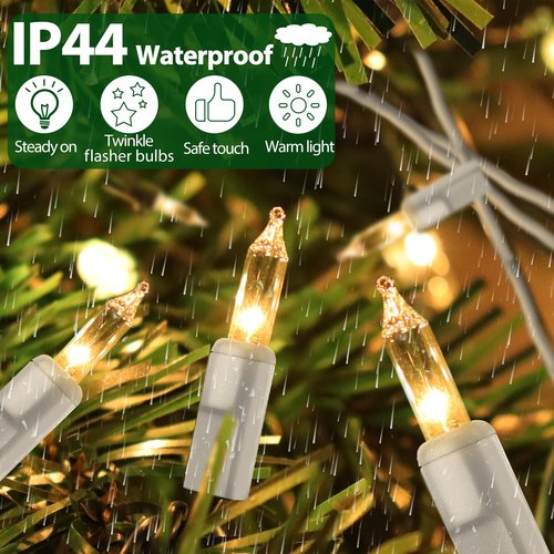 CXLHO Clear Christmas Lights 33FT 100 Incandescent Bulbs Warm White Mini Lights with White Wire for Christmas Tree, Garland, Thanksgiving, Wedding, Party, Home, Indoor & Outdoor Festival Decoration