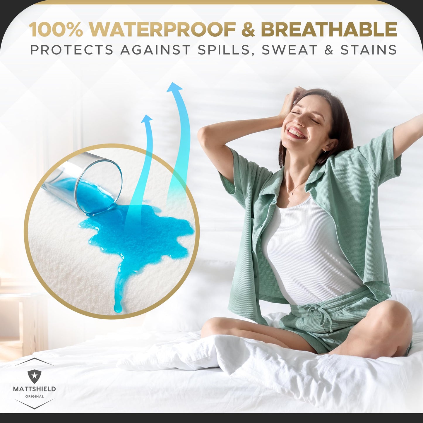 MATTSHIELD Ultimate Sensitive Skin 3-Piece Kit – Queen Size Bed Bug Mattress Protector + 2 Zippered Pillow Covers – Organic Cotton Terry Top – Waterproof 6-Sided Encasement, Soft & Breathable