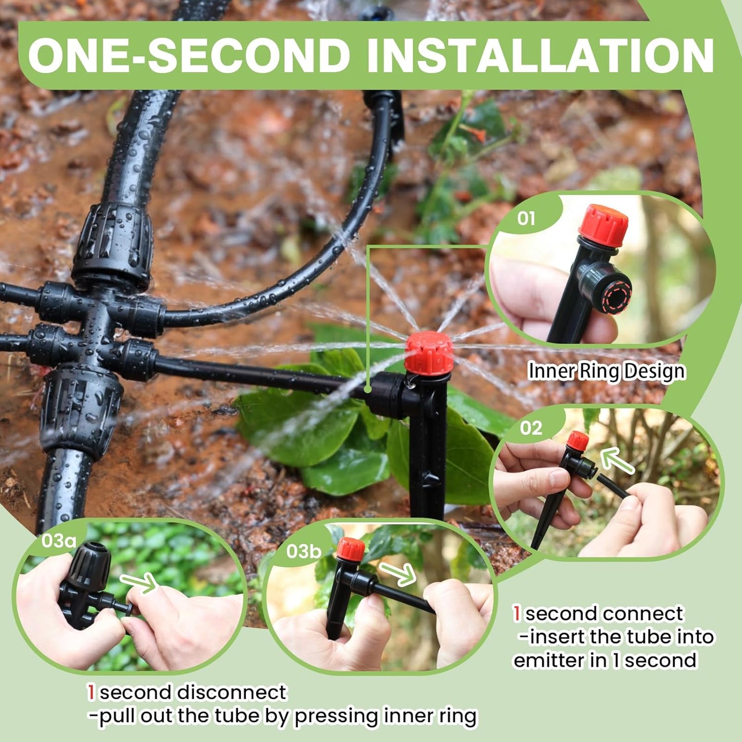 Maotong 240FT Drip Irrigation System Kit - Quick-Connect Automatic Garden Watering | 1/2" Hose & 1/4" Tubing