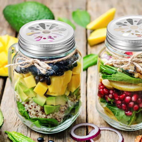 Geiserailie 16 Pcs Daisy Mason Can Jar Lids 2.75" Diameter Regular Mouth Jar Lids for Mason Canning Rustproof Daisy Cut with Straw Hole