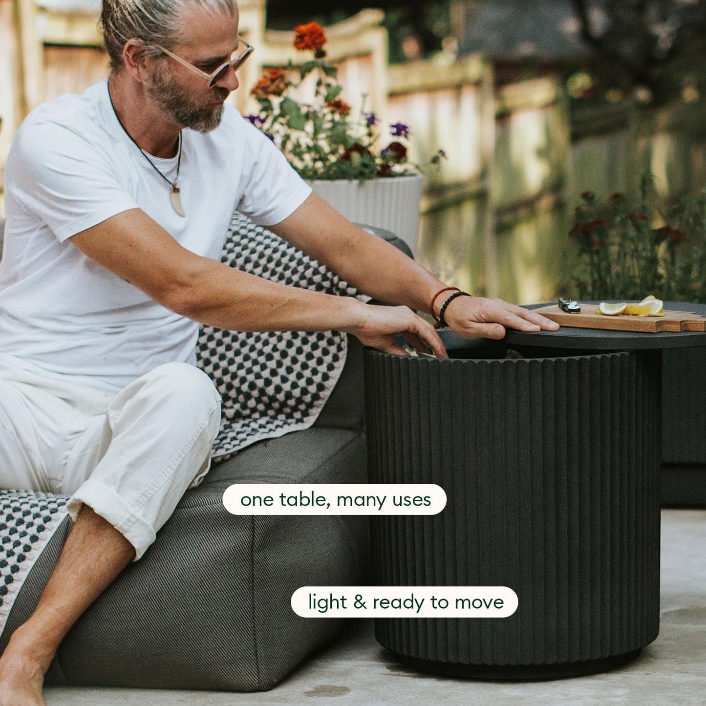 Veradek Outdoor Cooler Side Table - 2-in-1 Design, Stylish Black Finish, 21 Inch