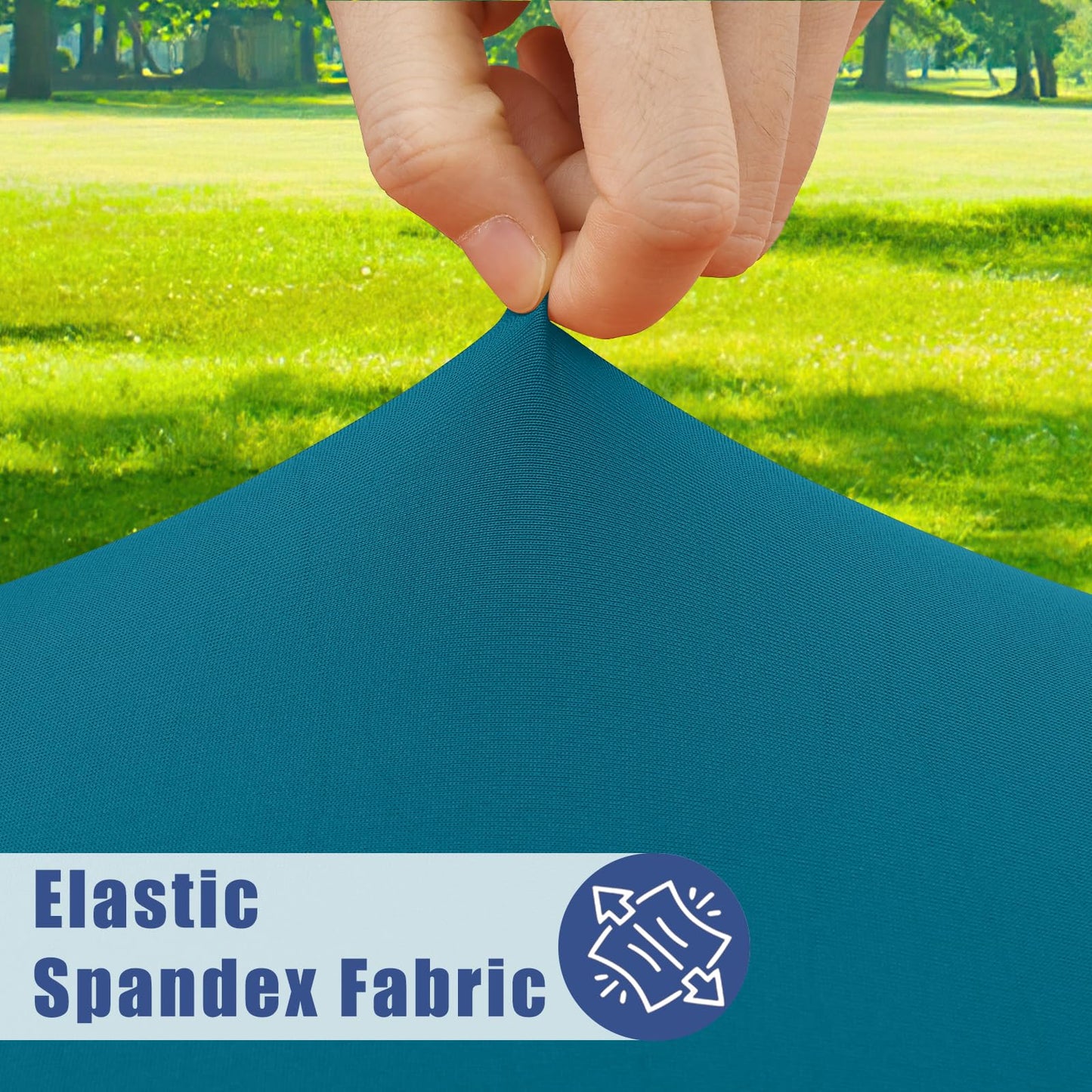 Moosfor Round Spandex Tablecloth, Elastic Fitted Waterproof Tablecloths for 36"-44" Tables, Stretch Washable Picnic Table Cover for Camping, Dining, Indoor and Outdoor,Peacock Blue