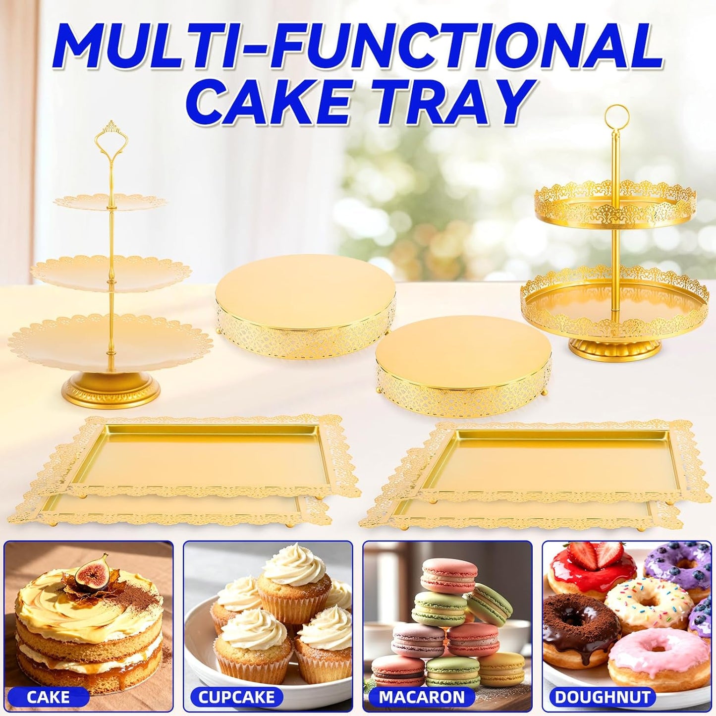 Skiennix 13 PCS Metal Cake Stand Set - Elegant Dessert Display for Weddings & Parties | Easy Assembly