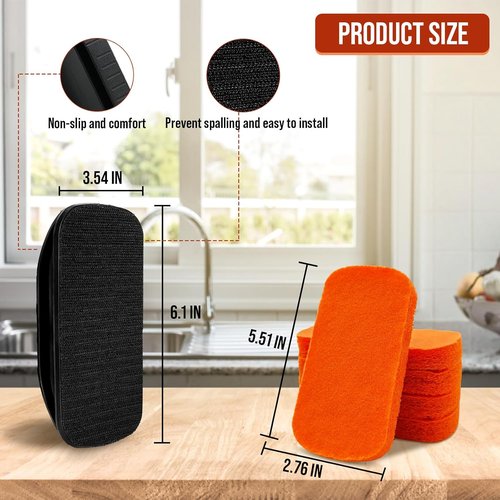 Blackstone 6-Piece Griddle Cleaning Kit - Non-Scratch Scouring Pads with 5 Scrubber Pads & Handle