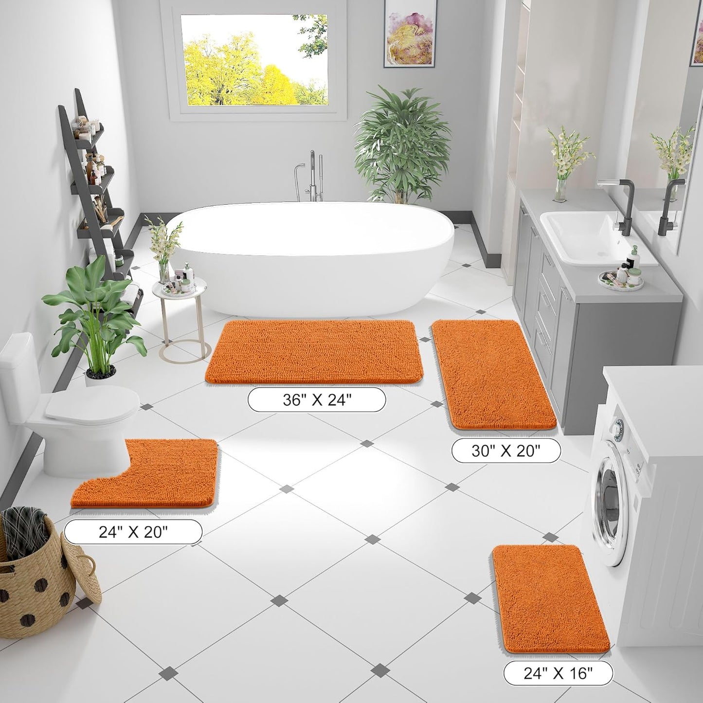 OLANLY Small Bathroom Rugs - Extra Soft Chenille Bath Mats | Quick Dry, Machine Washable, 24x16, Clay