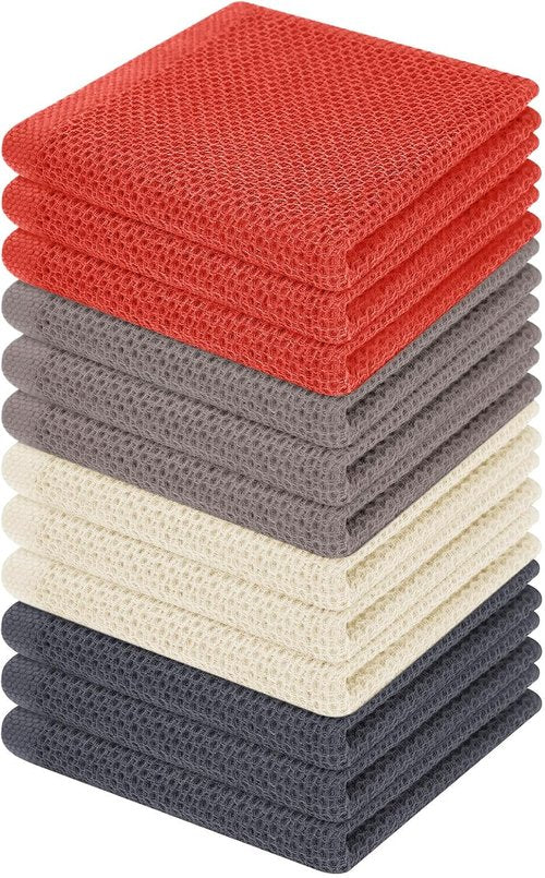 Homaxy 100% Cotton Dish Cloths - Ultra Soft, Absorbent & Quick Drying | 12 x 12 Inches, 12-Pack, Multicolor