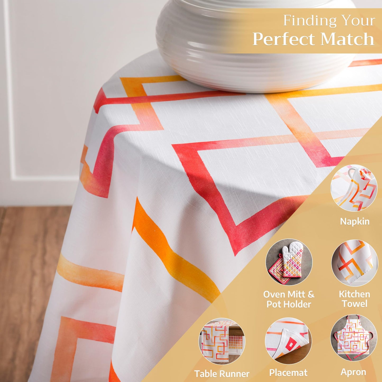 Maison d' Hermine Table Cloth Round Table 100% Cotton 69 Round Inches Tablecloth Reusable Decorative for Dining Kitchen Room Farmhouse Home Gifts for Mothers Day Spring Summer - Summer Maze