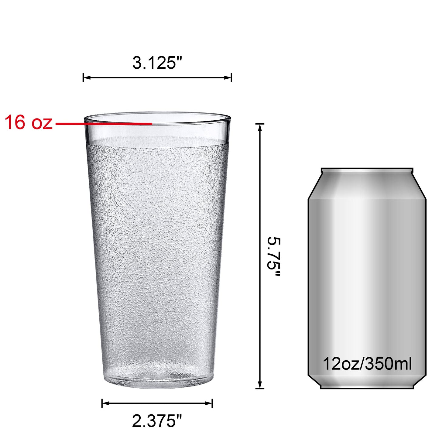 Amazing Abby - Cafely - 16-Ounce Plastic Tumblers (Set of 8), Plastic Drinking Glasses, Restaurant-Style Tumblers, Commercial-Grade Cups, Stackable, BPA-Free, Shatter-Proof, Dishwasher-Safe, Clear