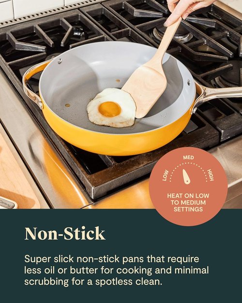 Caraway Non-Stick Ceramic Cookware Set - 12-Piece Oven Safe Pots & Pans | PFAS & PFOA Free - Perracotta