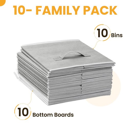 Criusia Large Storage Cubes, 13x13 Cube Storage Bins (Set of 10), Fabric Collapsible Storage Bins with Dual Handles, Foldable Cube Baskets for Shelf, Closet Organizers and Storage Box (Grey)