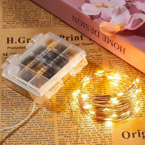 Ariceleo Outdoor String Lights - 16.4 Ft Battery Operated LED Fairy Lights with Remote & Timer | Waterproof Warm White for Weddings, Parties, & Home Decor