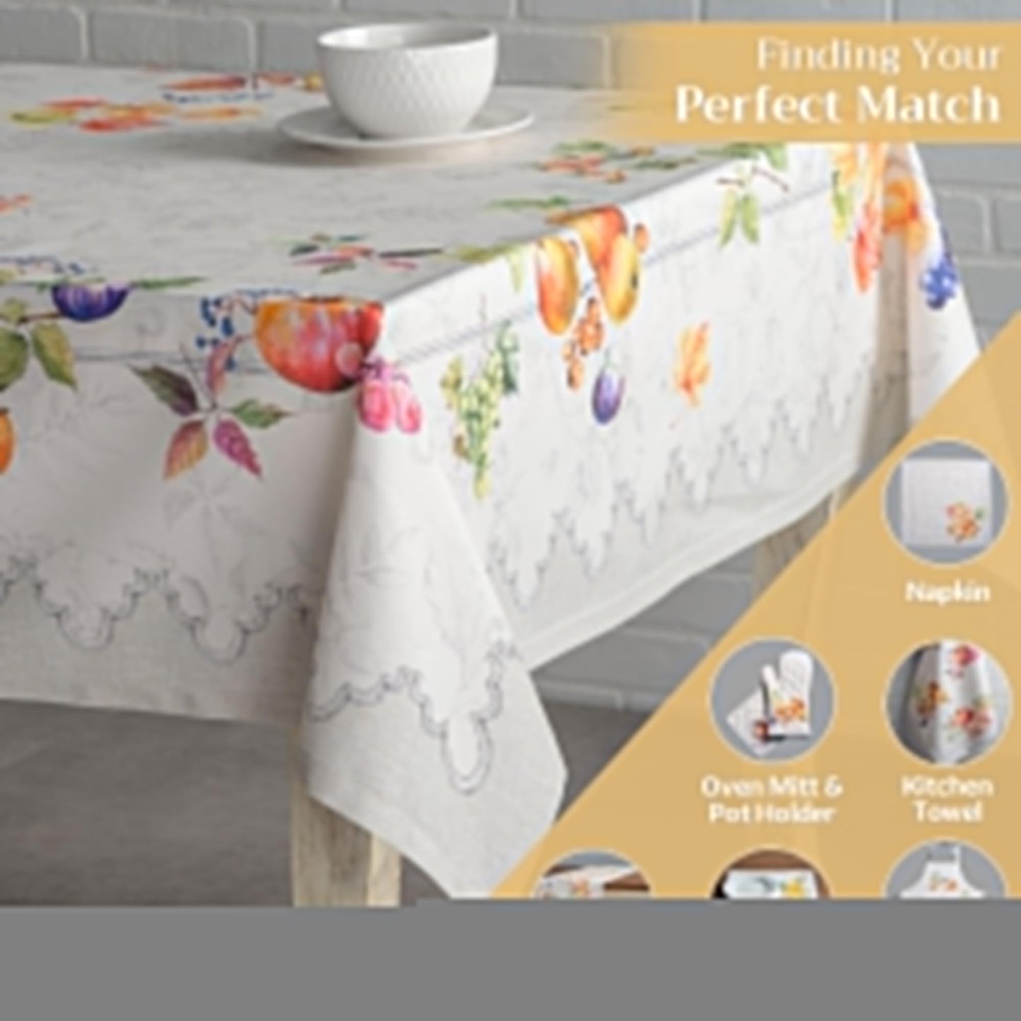 Maison d' Hermine Table Cloth Square Table 100% Cotton 54 x 54 Inches Fall Tablecloth Reusable Everyday Use for Thanksgiving Christmas Decorations Dining Farmhouse Party (Fruit D'Hiver)