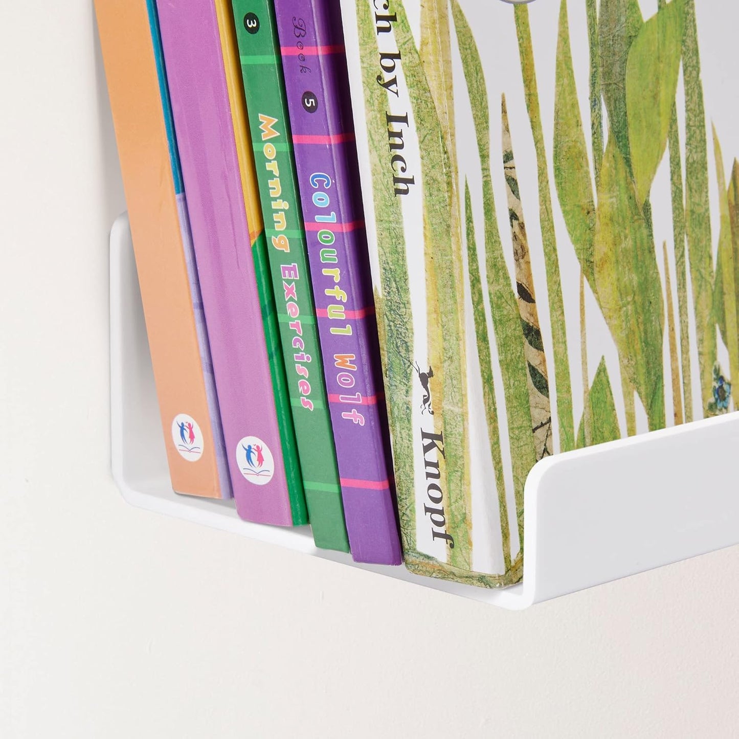 Upsimples Acrylic Wall Shelves - 15" Floating Display Shelf Set for Perfume & Books | White, 4 Pack