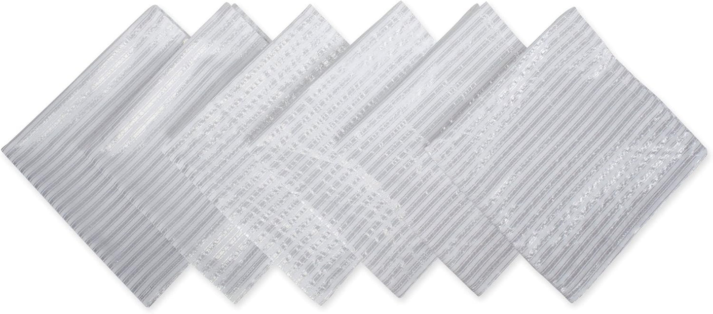 Hanukkah Tabletop Napkin Set - 6-Piece Silver Stripe Décor for Festival of Lights
