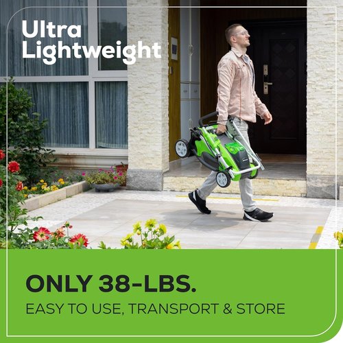 Greenworks 40V Cordless Lawn Mower - 16" Push Button Start, 4.0Ah Battery, Ideal for 1/3 Acre