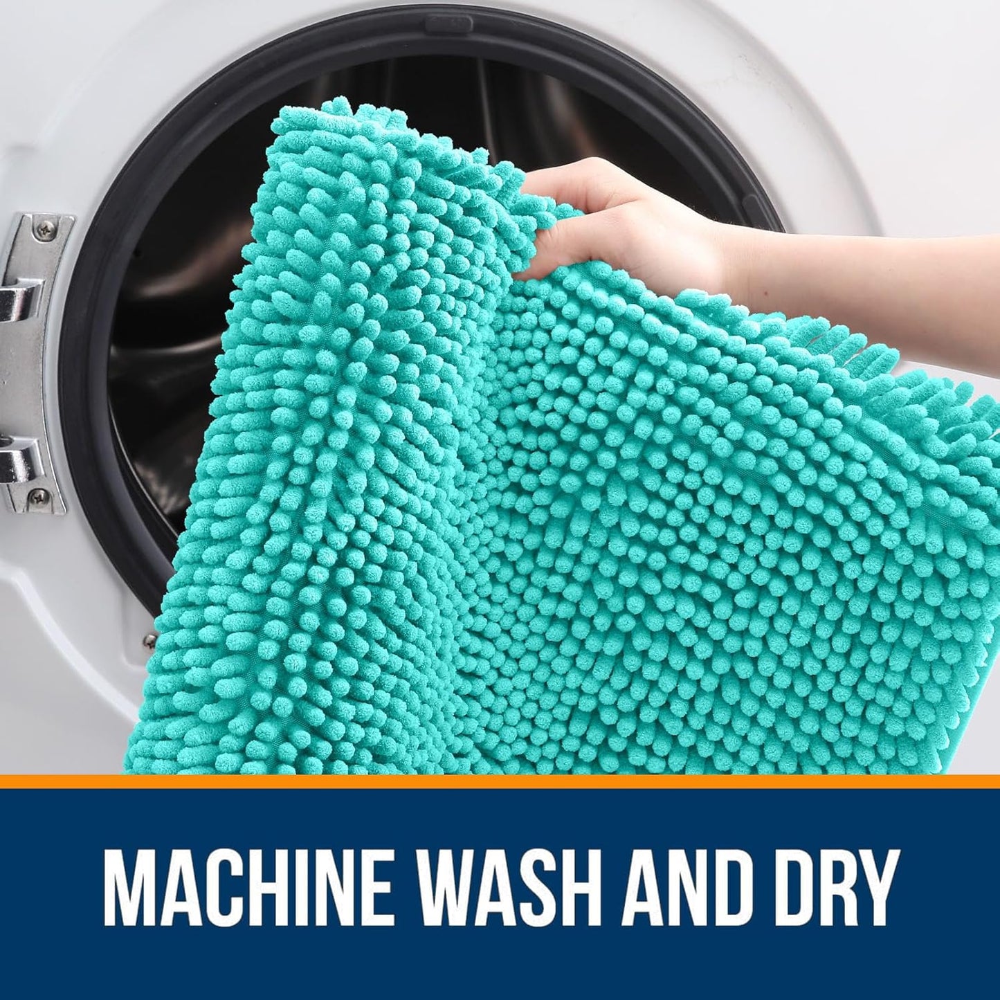 OLANLY Bathroom Runner Rugs - Extra Soft Chenille Bath Mats | Quick-Dry & Machine Washable, Teal 44x24