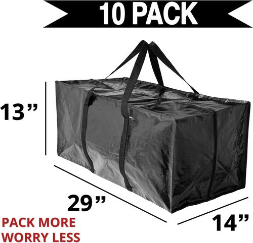 BAG-THAT! Heavy Duty Extra Large Moving Bags - Stronger Handles & Zippered Design for Easy Packing