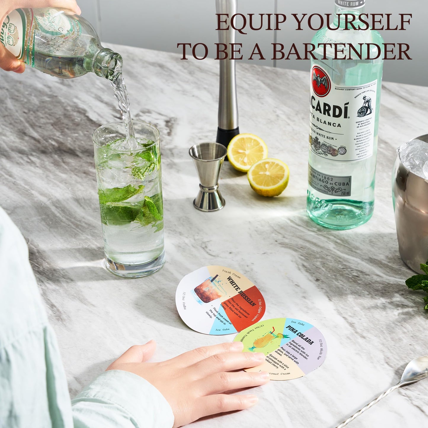 KITESSENSU Cocktail Shaker Set, 2-Piece Boston Shaker Set for Drink Mixing, Premium 18/8 Stainless Steel Martini Shaker for Bartending and Home Bar - 18oz & 28oz, Recipes Booklet Included, Silver