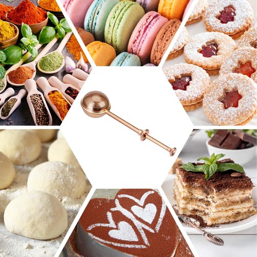 HULISEN Flour Duster for Baking, One-Handed Operation, 304 Stainless Steel Powdered Sugar Shaker Duster, Pick Up and Dust Flour Sifter, Gift Package, Brown
