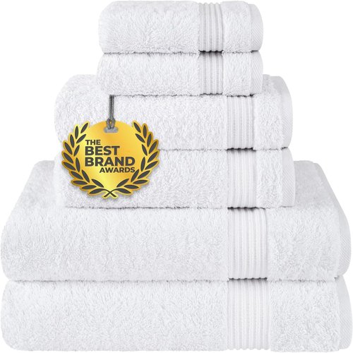 Cotton Paradise 6-Piece Towel Set - 100% Soft Absorbent Turkish Towels | White Bath & Hand Towels