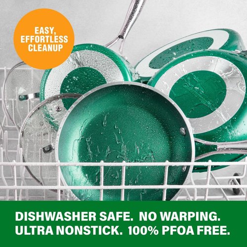 Granitestone 10-Inch Nonstick Frying Pan - PFOA Free, Oven Safe to 500°F, Emerald Green