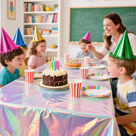 1 Pack Iridescent Tablecloth, 54" x 108" Birthday Party Table Cloths Iridescence Plastic Disposable Table Covers Iridescent Party Decorations, Birthday Decor Tablecloth for Buffet Table