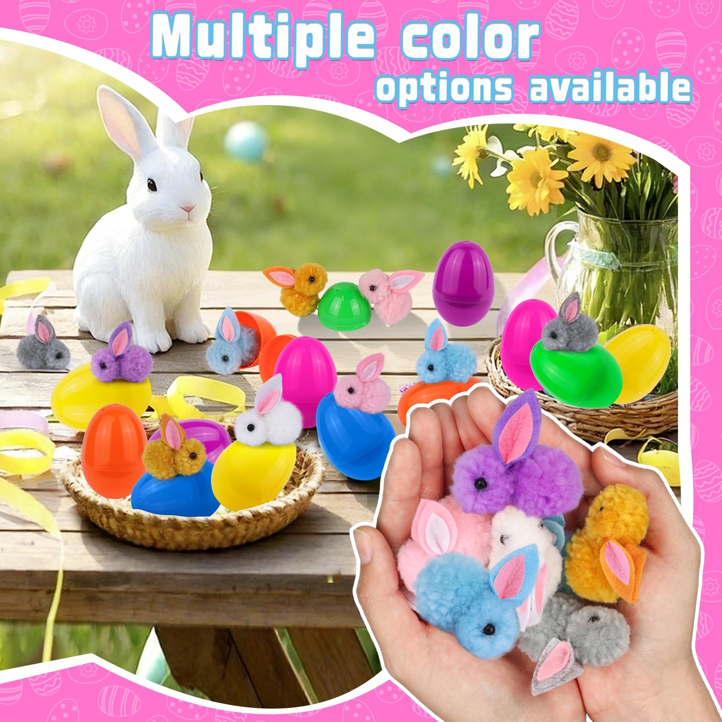 36 Pack Easter Egg Fillers with Easter Bunny Plush Easter Eggs with Toys Inside, Mini Easter Stuffed Animals Easter Eggs Hunts Party Favors Easter Basket Stuffers for Kids Toddler Teens Boys Girls