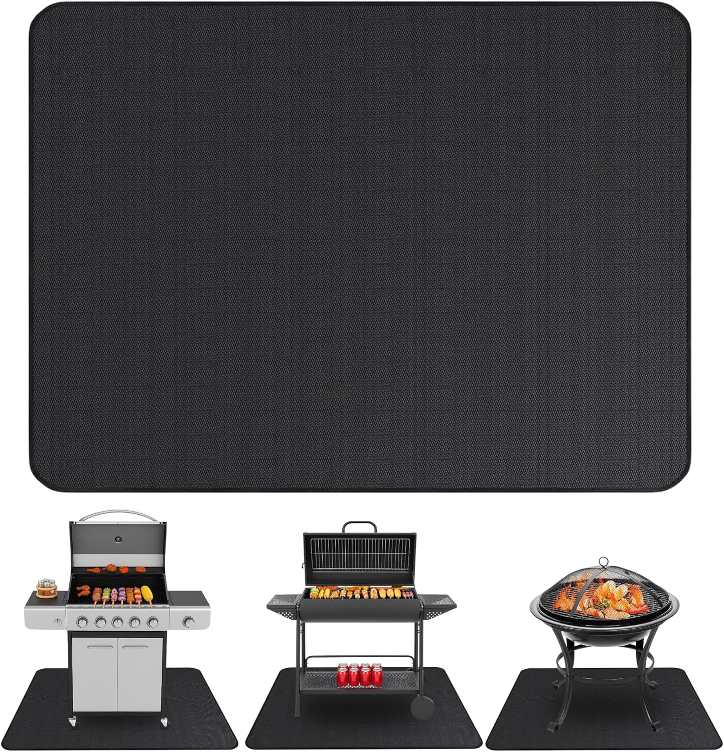 Under Grill Mats - Double-Sided Fire Pit & BBQ Deck Protector (48 x 30 Inch)