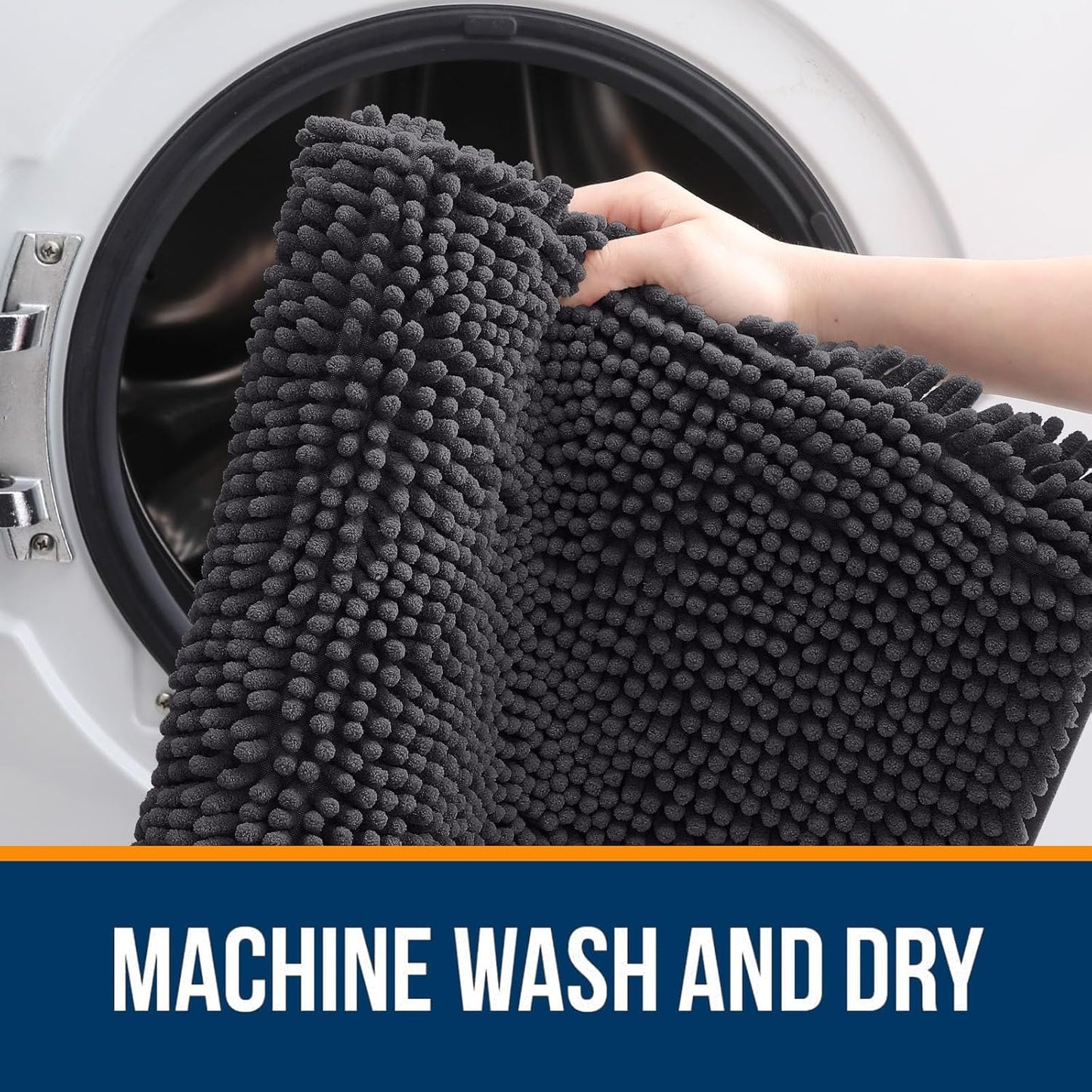 OLANLY Bathroom Rugs - Extra Soft Chenille Bath Mats with Rubber Backing | Quick Dry, 30x20, Dark Grey