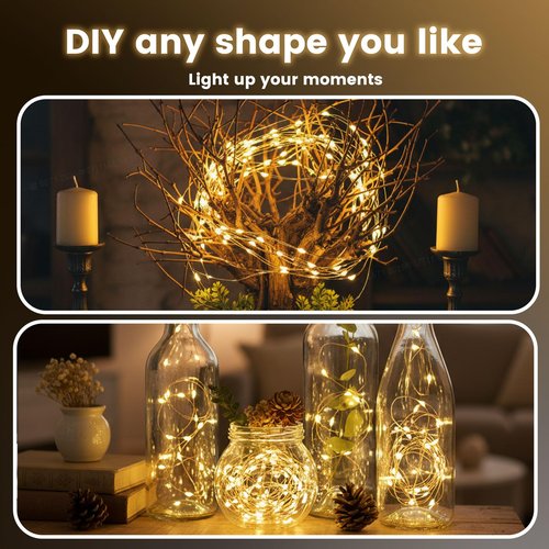 DomeStar 15 Pack Fairy Lights Battery Operated, 7Ft 20 LED Waterproof String Lights Wire Firefly Starry Moon Light for DIY Mason Jars Party Centerpiece Table Valentine's Day Decorations Tree Ornament