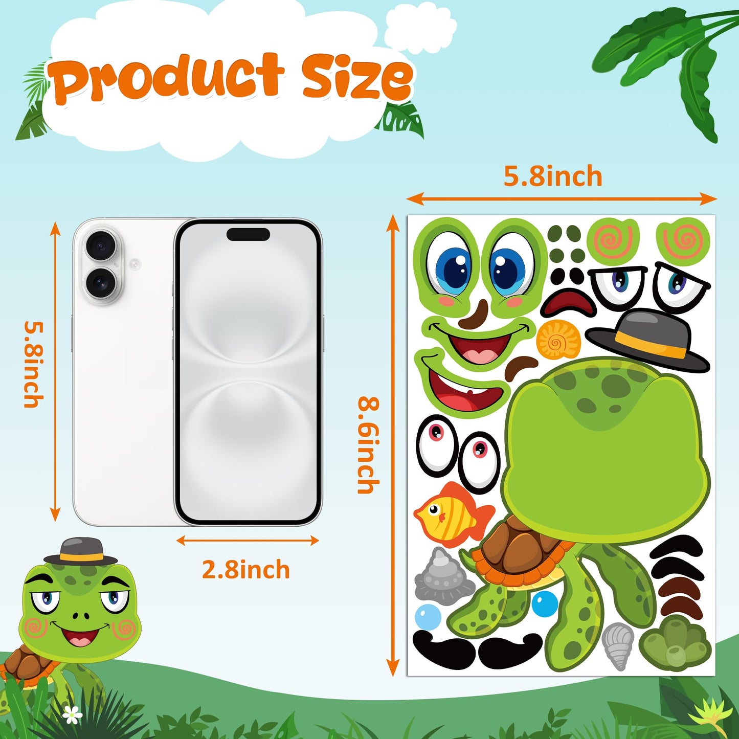 Stickers for Kids - 48 Sheets Party Favors Animal Make a face Stickers Crafts Goodie Bags Stuffers Activities Gifts for Kids Toddler Grandkids Graduation Birthday School Classroom Supplies Age 4-8