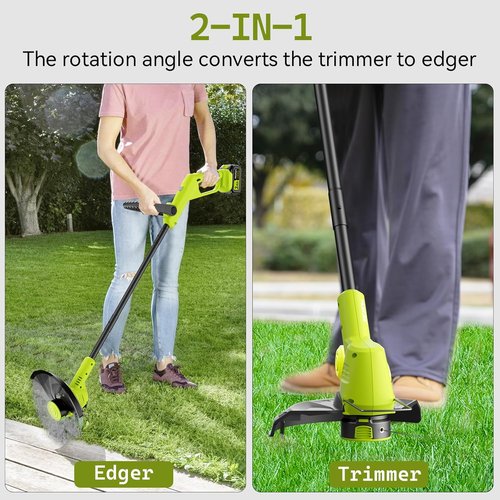 **Skiennix 21V Cordless String Trimmer - 12 Inch Electric Weed Eater with 2x3.0Ah Battery & Charger**