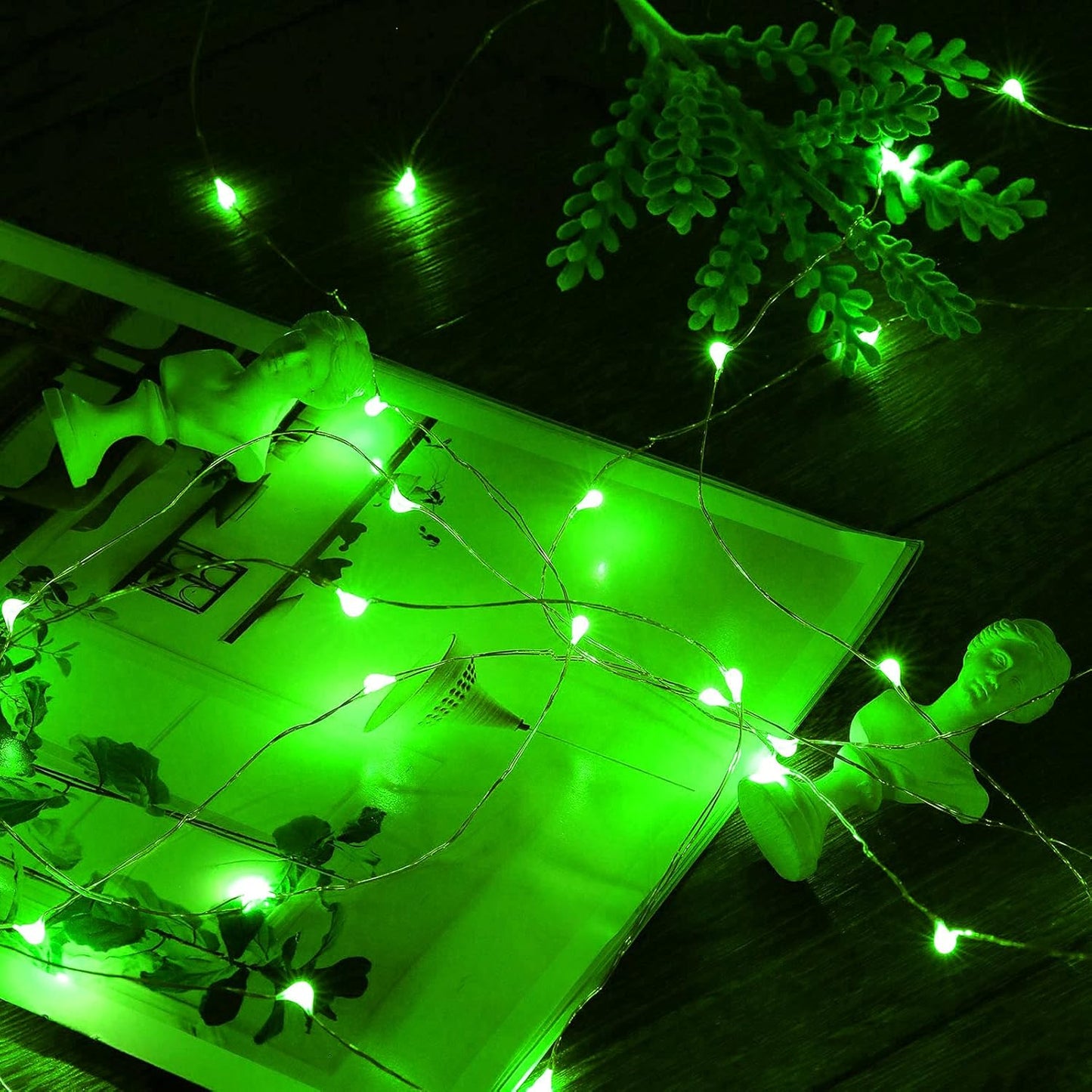 Ariceleo Mini St. Patrick's Day Fairy Lights - Battery Operated 4 Pack | 16ft Copper Wire LED String Lights