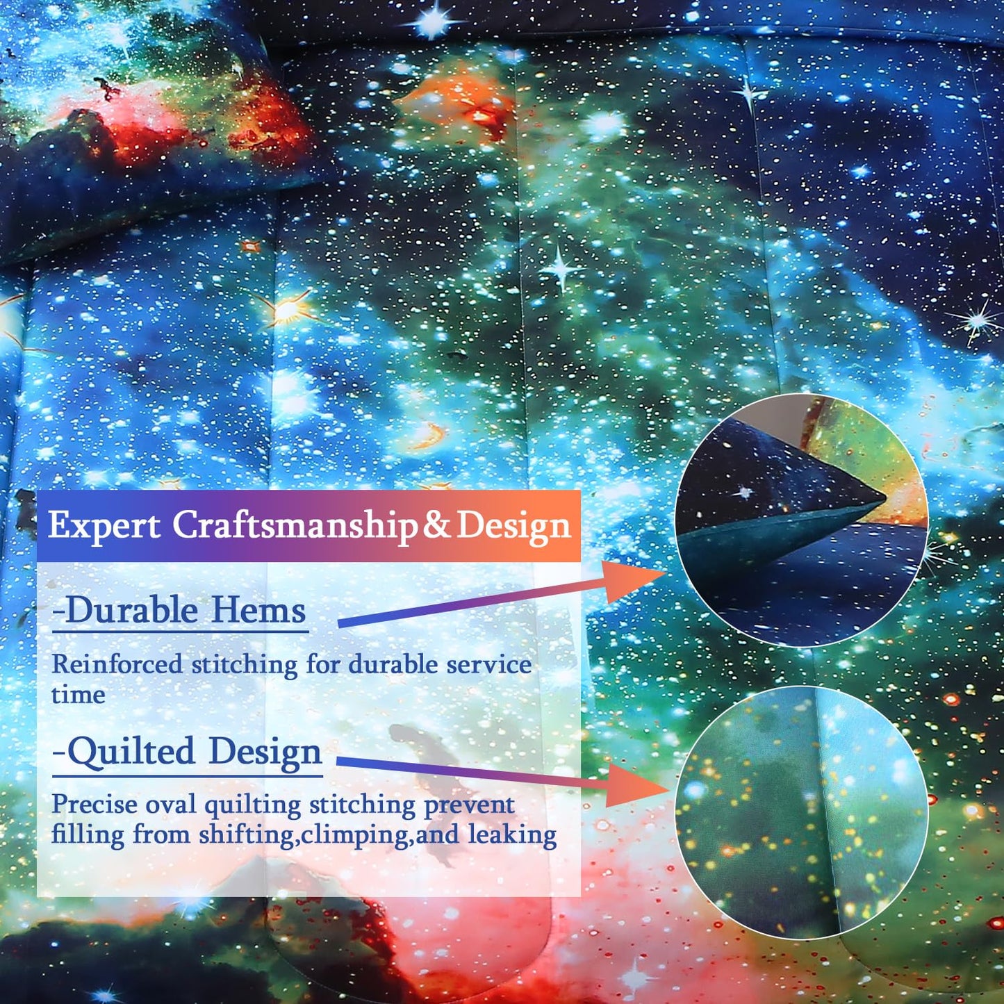 JQinHome Twin Galaxy Comforter Sets 6 Piece Bed in A Bag, Outer Space Themed Bedding for Children Boy Girl Teen Kids,1 Comforter, 1 Flat Sheet, 1 Fitted Sheet, 2 Pillowshams, 1 Cushion Cover(Blue)