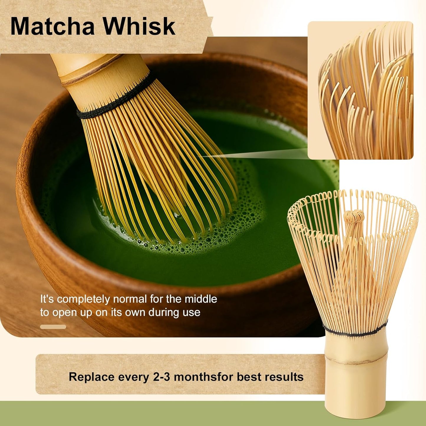 Traditional Matcha Whisk - 100-Prong Chasen for Authentic Japanese Tea Ceremony | Handcrafted Mixer for Premium Matcha