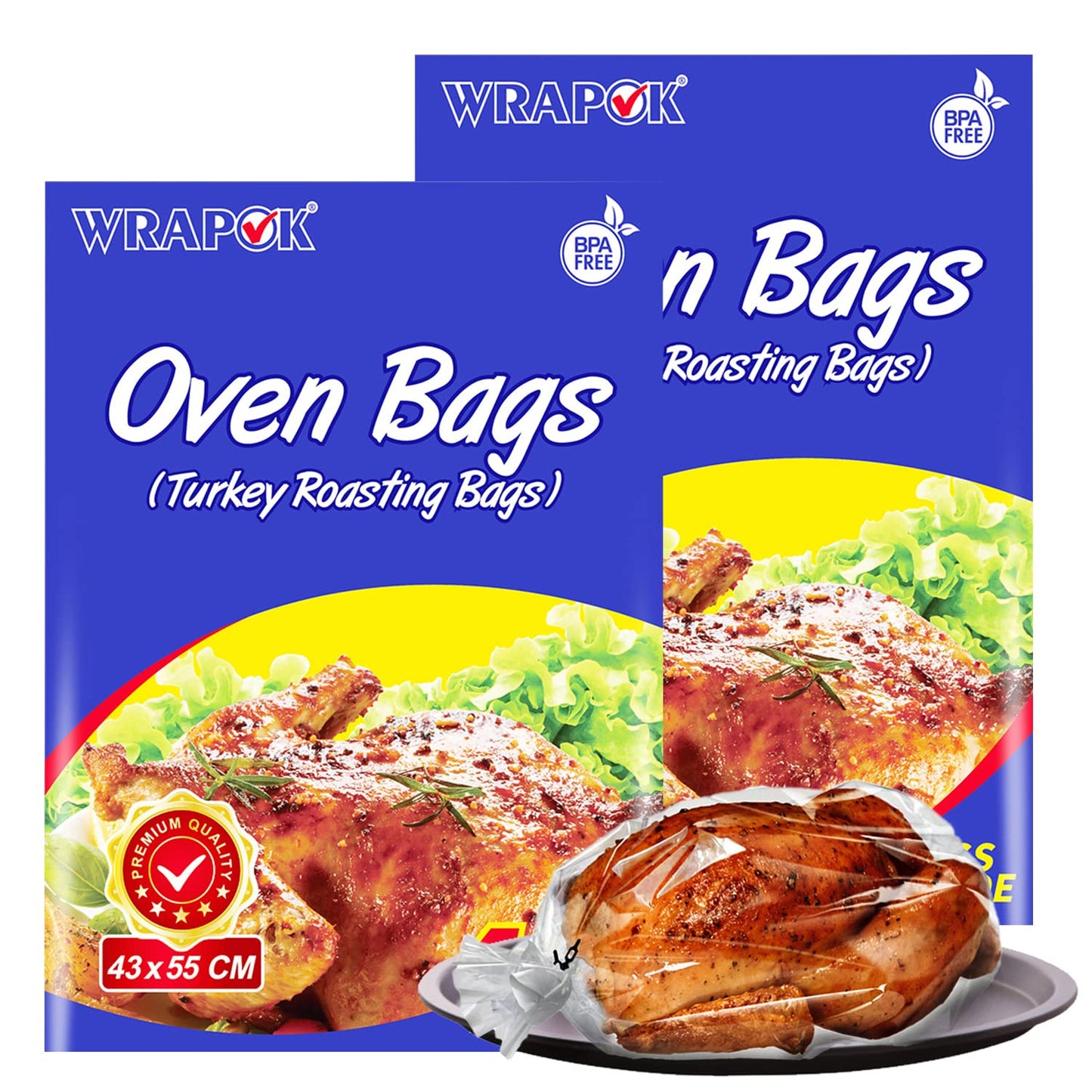 WRAPOK Oven Cooking Bags Large Size Turkey Roasting Baking Bag For Meats Ham Ribs Poultry Seafood, 17 x 21.5 Inch - 8 Bags Total(Pack of 2)…