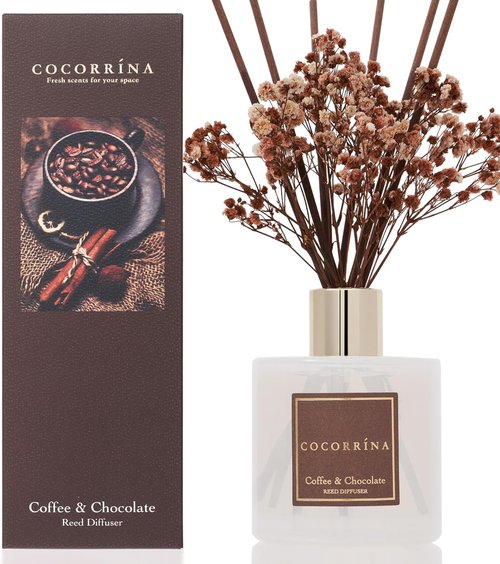 Cocorrína Reed Diffuser Set - Coffee & Chocolate Scented Home Fragrance | Perfect for Bathroom Decor
