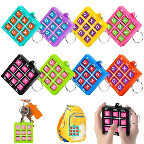 16PCS Tic Tac Toe Game Birthday Party Favors Goodie Bags Stuffers for Kids 3-5 4-8 8-12 Summer End of Year Student Gifts from Teacher Classroom Treasure Carnival Prize Box Return Gift Pinata Keychain