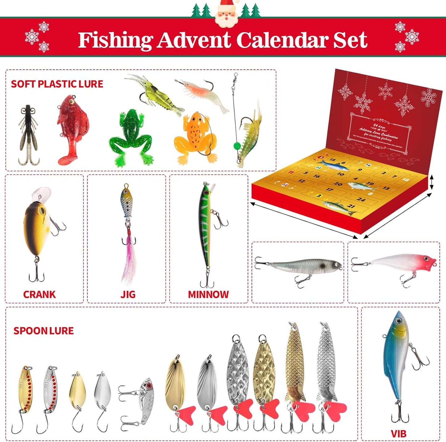 VIB Fishing Advent Calendar 2025 | 24-Day Countdown with Exciting Fishing Lures - Perfect Xmas Gift for Men & Boys
