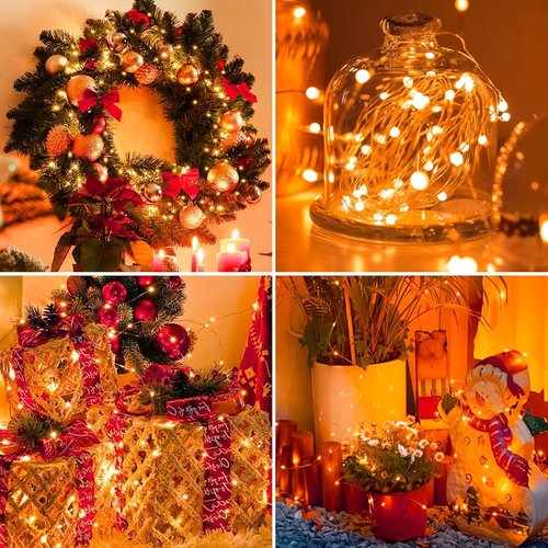 Fairy Lights 12 Pack - 7ft 20 LED Battery Operated Twinkle Lights | Waterproof Mini String Lights for DIY Party & Wedding Decor - Orange