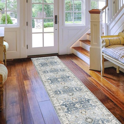 HY HAO YUN LAI Non-Slip Kitchen Runner Rug - Ultra Soft & Washable, Grey, 2' x 12' for Farmhouse Accents